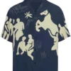 NY Double Date Night Travis Kelce Blue Printed Shirt