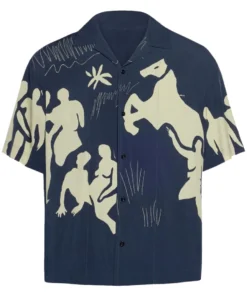 NY Double Date Night Travis Kelce Blue Printed Shirt