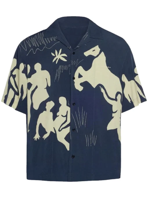 NY Double Date Night Travis Kelce Blue Printed Shirt