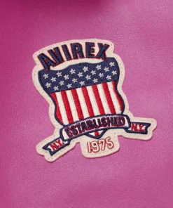 Pink Avirex Leather Bomber Jacket