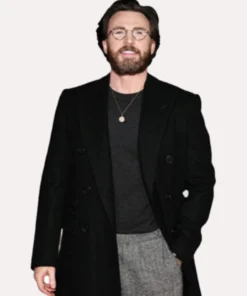 Red One Premiere Chris Evans Wool Black Long Coat