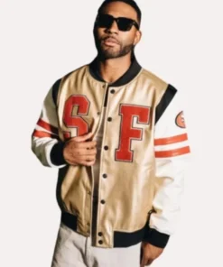 San Francisco 49ers Metallic Bomber Jacket Gold