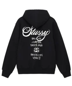 Stussy World Tour Black Pullover Hoodie