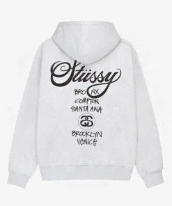 Stussy World Tour White Pullover Hoodie