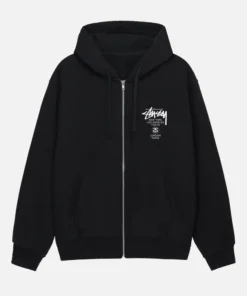 Stussy World Tour Zip Hoodie Black