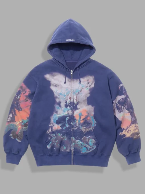 Supreme x Frazetta Zip Up Hooded Sweatshirt Blue