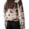 TV Show Star Academy 2024 Maylys Fur Effect Leather Jacket Brown and White