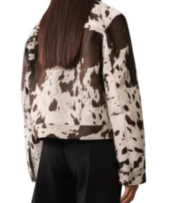 TV Show Star Academy 2024 Maylys Fur Effect Leather Jacket Brown and White