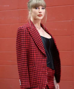 Taylor Swift Chiefs Broncos Game Red Tweed Blazer