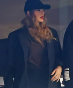 Taylor Swift Yankees vs Guardians Playoff Game Black Coat