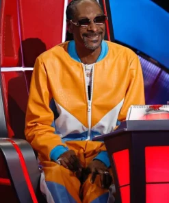 The Voice S026 Snoop Dogg Colorblock Leather Bomber Jacket