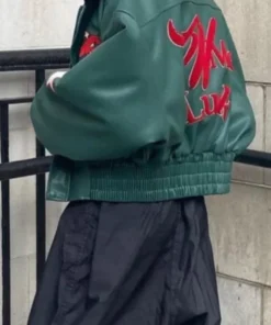 Wish Me Luck Forest Green League Bomber Jacket