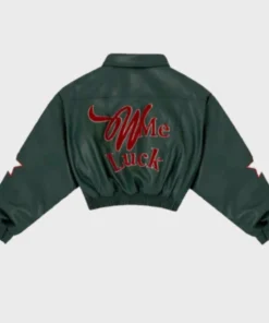 Wish Me Luck Green Cropped Bomber Jacket