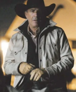 Yellowstone S05 John Dutton White Leather Jacket