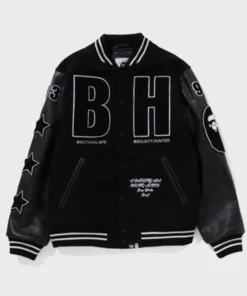 BAPE x Bounty Hunter Varsity Jacket Black