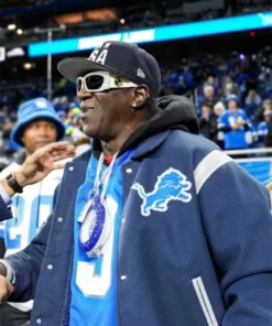 Detroit Lions Flavor Flav Varsity Bomber Jacket