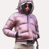 Emily Ratajkowski NYC Pink Hooded Puffy Jacket