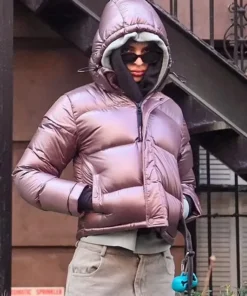 Emily Ratajkowski NYC Pink Puffy Jacket