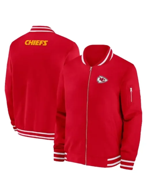 KC Chiefs Sideline Coach Red Bomber Jacket