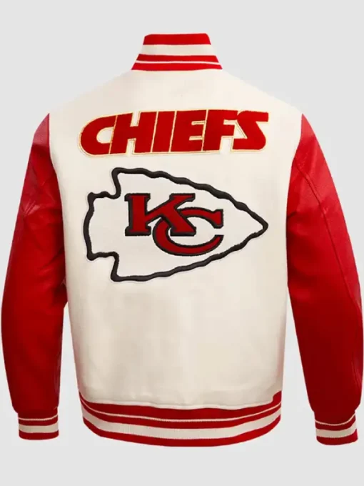 Kansas City Chiefs Retro White and Red Varsity Jacket