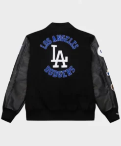 Los Angeles Dodgers Black Out Collection Vintage Logo Full Snap Varsity Jacket