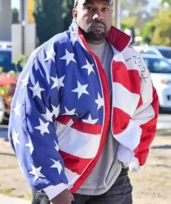 Men and Women Kanye West American Flag Cotton Jacket