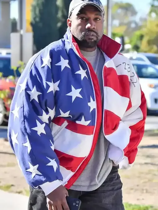 Men and Women Kanye West American Flag Cotton Jacket