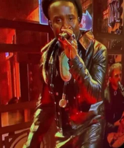 SNL Shaboozey Black Leather Jacket