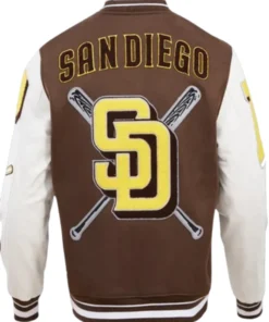 San Diego Padres Brown and White Varsity Jacket