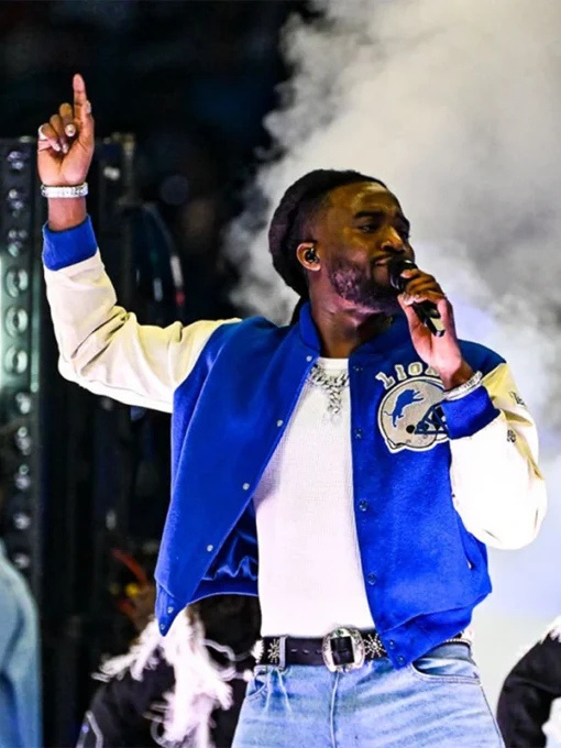 Shaboozey Thanksgiving Halftime Performance Detroit Lions Varsity Jacket