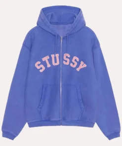 Stussy Faded Graphic Zip Hoodie Blue