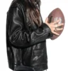 Super Bowl LIX Tabitha Black Leather Moto Jacket