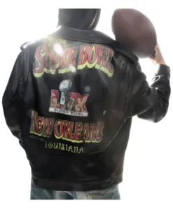 Super Bowl LIX Tabitha Oversized Black Leather Mot