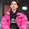 Timothee Chalamet Pink Puffer Jacket