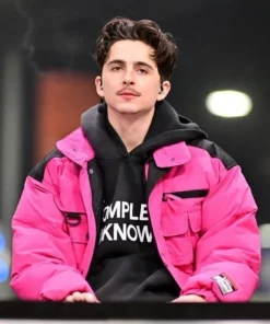 Timothee Chalamet Pink Puffer Jacket