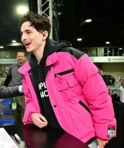 Timothee Chalamet Puffer Jacket Pink