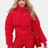 Gracie Hunt Red Crop Puffer Jacket