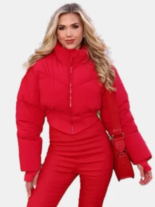 Gracie Hunt Red Crop Puffer Jacket