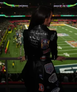 Bill Belichick Girlfriend Jordon Hudson Super Bowl Leather Jacket