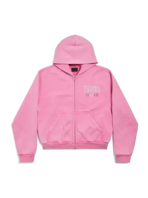 Balenciaga Pink Zip Up Hoodie