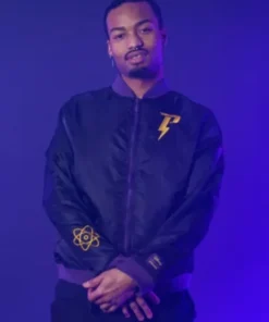 Black Powerline Bomber Jacket