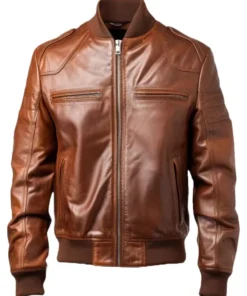 Brown Vintage Bomber Leather Jacket