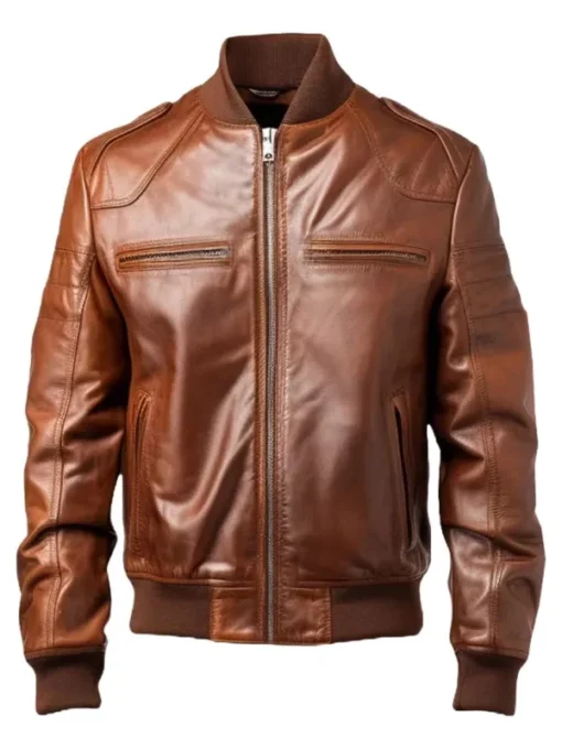 Brown Vintage Bomber Leather Jacket