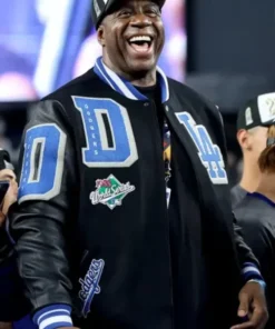 Magic Johnson X Los Angeles Dodgers Black Varsity Jacket