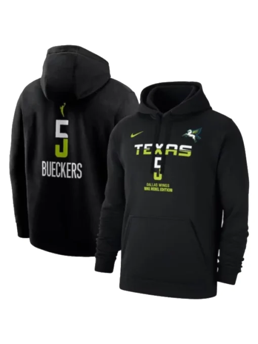 Men's Paige Bueckers Black Dallas Wings 2025 Draft Rebel Hoodie