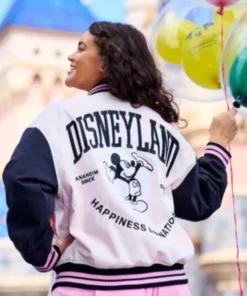 Mickey Mouse Pink Disneyland Varsity Jacket For Women