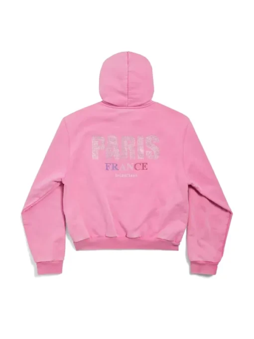Paris France Zip Up Pink Hoodie