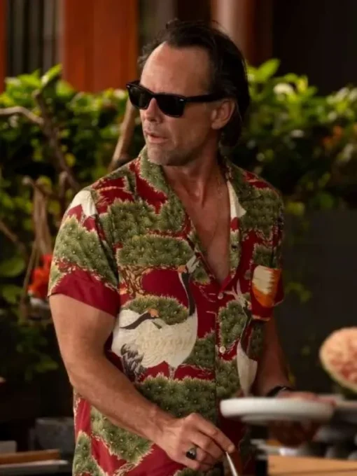 Rick Hatchett The White Lotus S03 Walton Goggins Crane-Printed Aloha Shirt
