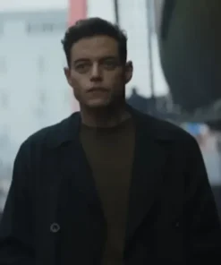 The Amateur 2025 Rami Malek Black Coat