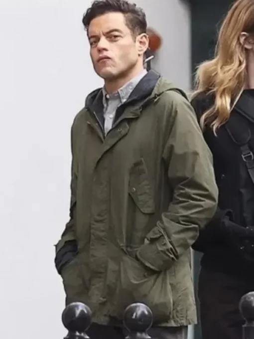 The Amateur 2025 Rami Malek Green Jacket